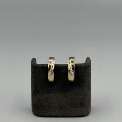 14K Bicolor Gouden Klapoorringen met Diamant (0.18ct)