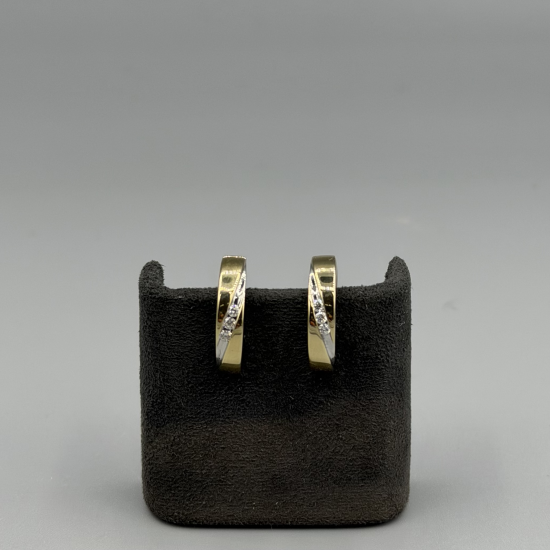 14K Bicolor Gouden Klapoorringen met Diamant (0.18ct)