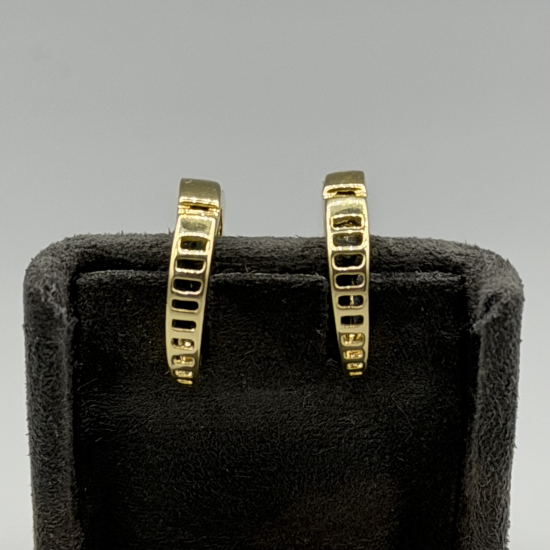 14K Bicolor Gouden Klapoorringen met Diamant (0.18ct)