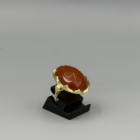 14K Gouden Ring met Facetgeslepen Carneool