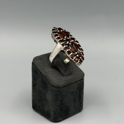 Vintage Zilveren Statement Ring met Granaat