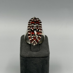 Vintage Zilveren Statement Ring met Granaat