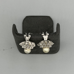 Zilveren Oorclips met Zirkonia en Imitatieparel â?" 15.5 mm