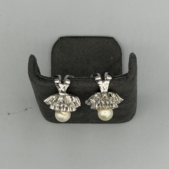 Zilveren Oorclips met Zirkonia en Imitatieparel â?" 15.5 mm