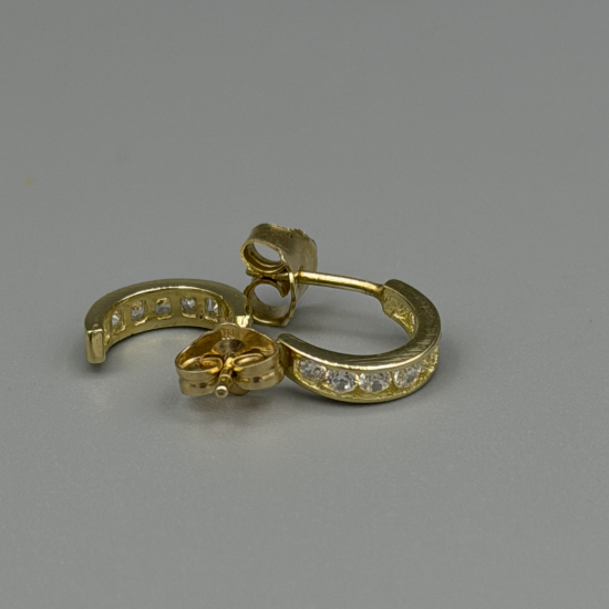 14k Gouden Creolen / Oorstekers met Zirkonia â?" 10x10 mm