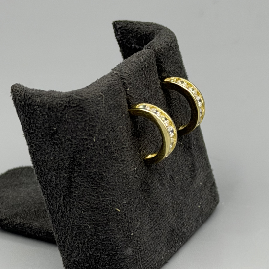 14k Gouden Creolen / Oorstekers met Zirkonia â?" 10x10 mm