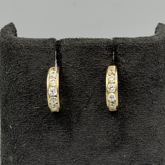 14k Gouden Creolen / Oorstekers met Zirkonia â?" 10x10 mm