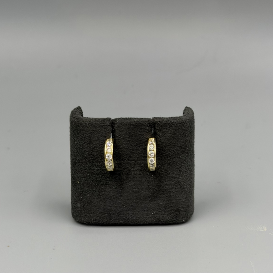14k Gouden Creolen / Oorstekers met Zirkonia â?" 10x10 mm