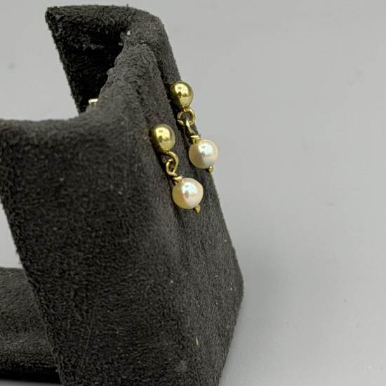 14k Gouden Parelhangers / Oorstekers met Cultivé Parels