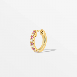 CULET JEWELLERY GCJ1154-L 18K GOUDEN PIERCING MET NATUURLIJKE DIAMANT EN ROZE SAFFIER NEAR ETERNITY HUGGIE