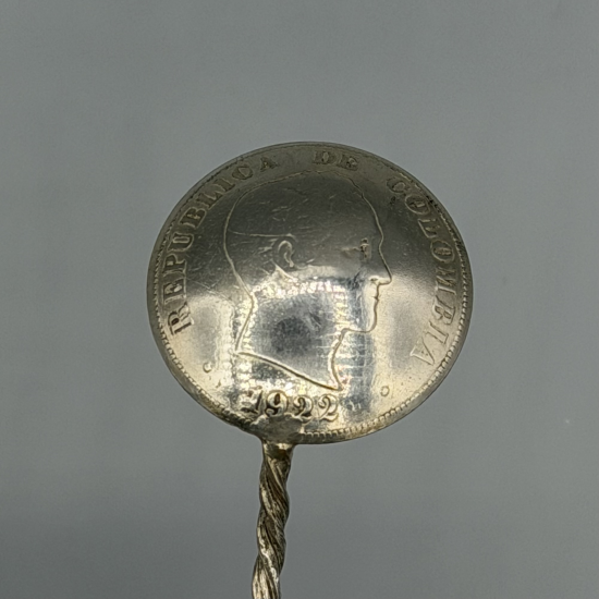 Vintage Zilveren Muntschepje / Souvenirslepel â?" Colombia (1922)