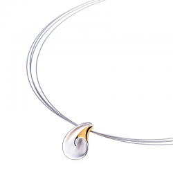 GALA DESIGN J0140 STALEN COLLIER MET ZILVER VERGULDE HANGER CYLINDER