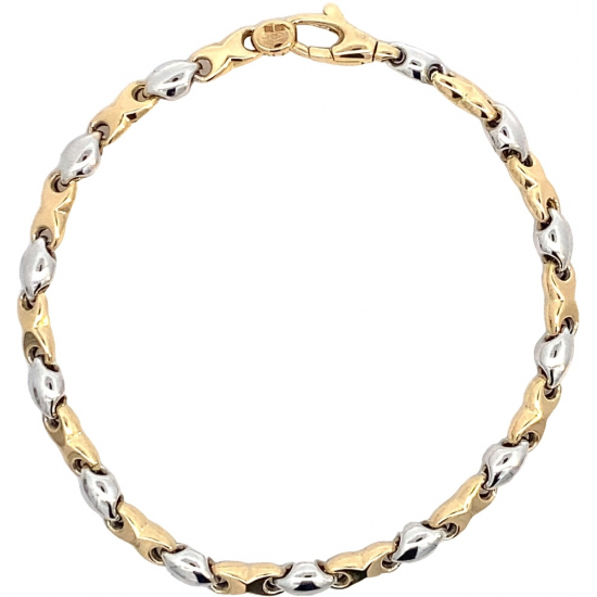 MONZARIO 80-A BIC 14K. GOUDEN ARMBAND BICOLOR FANTASIESCHAKEL