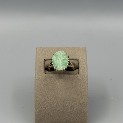 Exclusieve 14k Gouden Damesring met Groene Jade