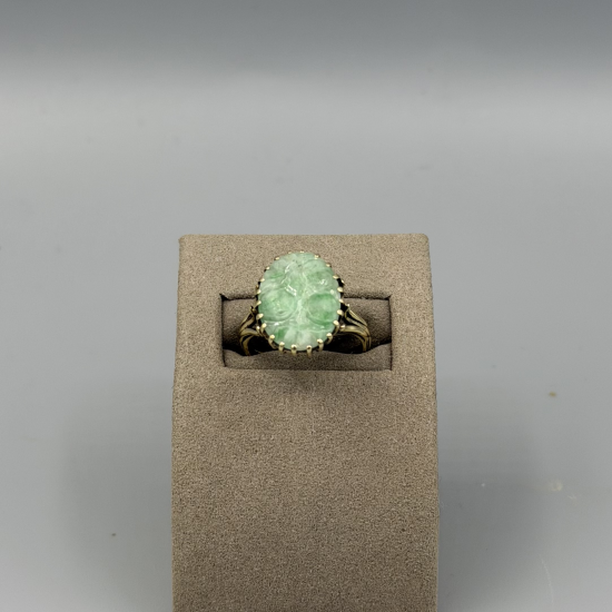 Exclusieve 14k Gouden Damesring met Groene Jade