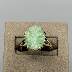 Exclusieve 14k Gouden Damesring met Groene Jade