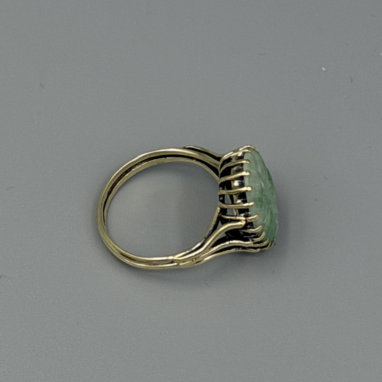 Exclusieve 14k Gouden Damesring met Groene Jade