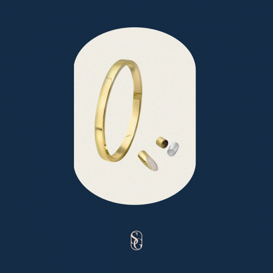 SILGOLD 5000388 14 KARAAT GEELGOUDEN BANGLE MET ZILVEREN KERN