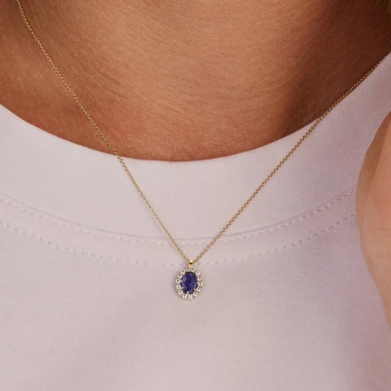 BLUSH LG3021Y GEELGOUDEN COLLIER EN HANGER MET SAFFIER EN LAB GROWN DIAMOND 0.13CT