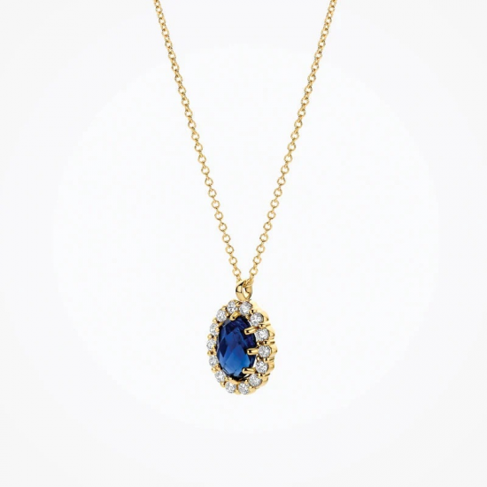 BLUSH LG3021Y GEELGOUDEN COLLIER EN HANGER MET SAFFIER EN LAB GROWN DIAMOND 0.13CT