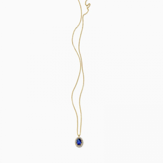 BLUSH LG3021Y GEELGOUDEN COLLIER EN HANGER MET SAFFIER EN LAB GROWN DIAMOND 0.13CT