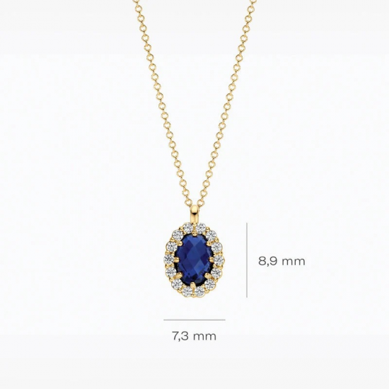 BLUSH LG3021Y GEELGOUDEN COLLIER EN HANGER MET SAFFIER EN LAB GROWN DIAMOND 0.13CT