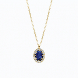BLUSH LG3021Y GEELGOUDEN COLLIER EN HANGER MET SAFFIER EN LAB GROWN DIAMOND 0.13CT