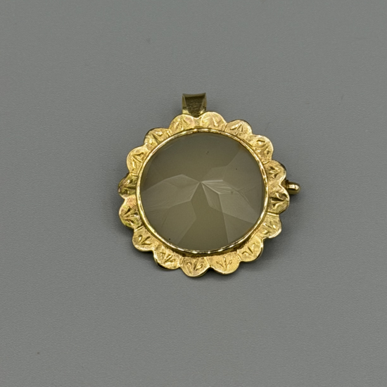 Gouden Hanger & Broche met Facetgeslepen Agaat