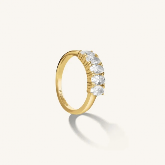 ROSEFIELD JRFO56G-J750 VERGULD STALEN RING OVAL CRYSTAL