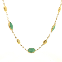 MONZARIO 1249-C GEEL 14K. GEELGOUDEN COLLIER MET SMARAGDEN