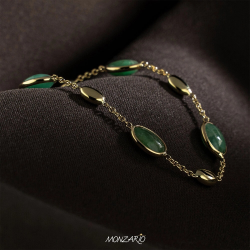 MONZARIO 1249-C GEEL 14K. GEELGOUDEN COLLIER MET SMARAGDEN