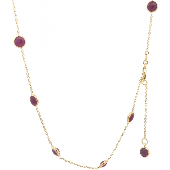 MONZARIO 1550-C GEEL 14K. GEELGOUDEN COLLIER MET ROBIJNEN