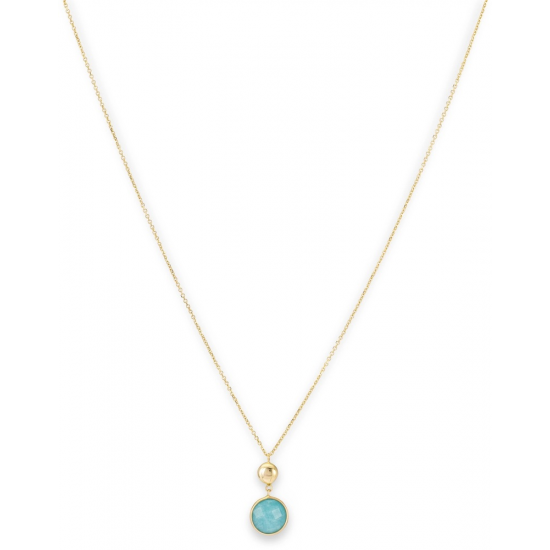 MONZARIO 1159-C GEEL 14K. GEELGOUDEN COLLIER MET HANGER MET AMAZONIET