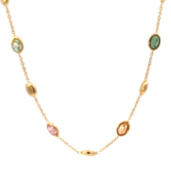 MONZARIO 1720-C GEEL 14K. GEELGOUDEN COLLIER MET TOERMALIJNEN