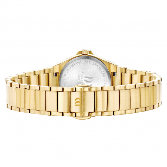 DANISH DESIGN IV82Q1303 DAMESHORLOGE VERGULD STAAL DRX PRO GOLD EMNBOSSED SUNRAY