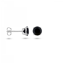 HUISCOLLECTIE 1313181 ZILVEREN OORKNOPPEN ZWARTE ZIRKONIA 6MM