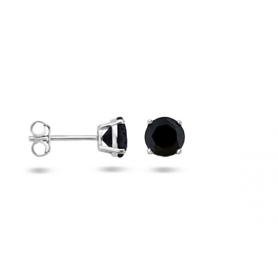 HUISCOLLECTIE 1313181 ZILVEREN OORKNOPPEN ZWARTE ZIRKONIA 6MM