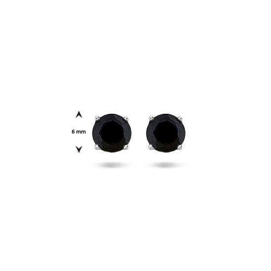 HUISCOLLECTIE 1313181 ZILVEREN OORKNOPPEN ZWARTE ZIRKONIA 6MM