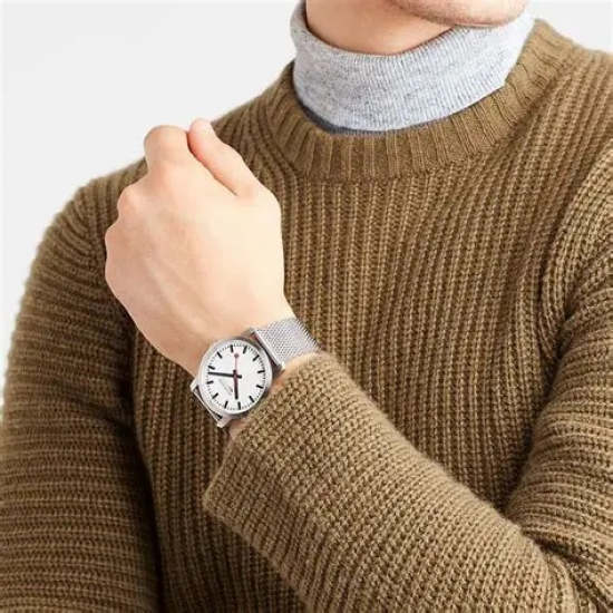 MONDAINE M638.30350.16SBZ HERENHORLOGE STAAL SIMPLY ELEGANT 41MM