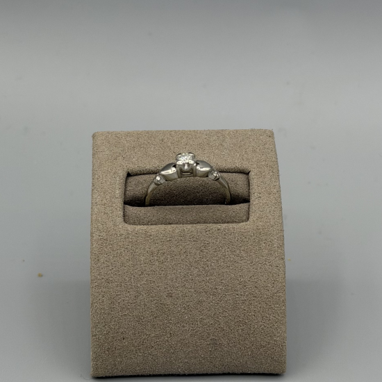 14KT Witgouden solitair ring met stenen