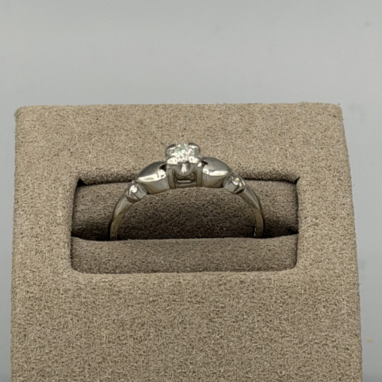 14KT Witgouden solitair ring met stenen