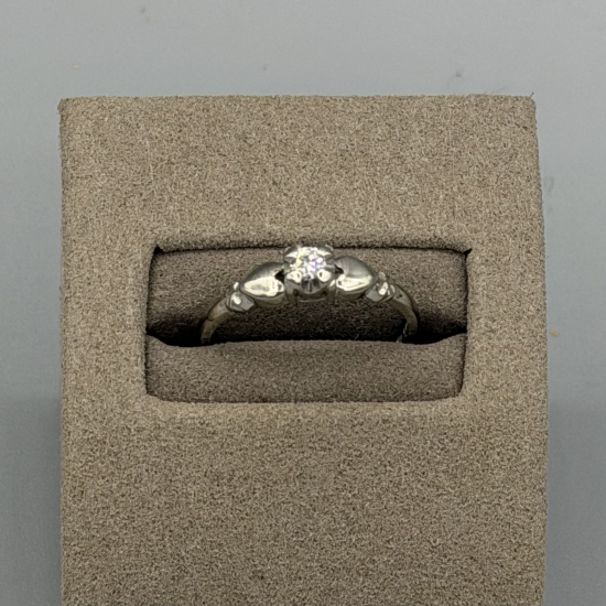 14KT Witgouden solitair ring met stenen