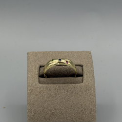 9KT Gouden ring met 3 gekleurde edelstenen