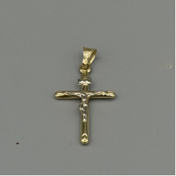 Prachtig 14k Bicolor Gouden Kruis Hanger