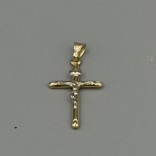 Prachtig 14k Bicolor Gouden Kruis Hanger