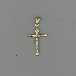 Prachtig 14k Bicolor Gouden Kruis Hanger