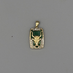 9k Gouden Stier Hanger met Diamant
