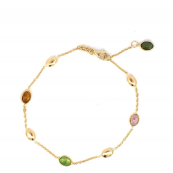MONZARIO 1720-A GEEL 14K. GEELGOUDEN ARMBAND MET TOERMALIJNEN