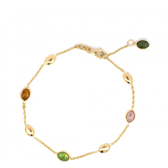 MONZARIO 1720-A GEEL 14K. GEELGOUDEN ARMBAND MET TOERMALIJNEN