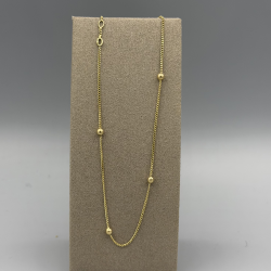 Stijlvol 14k Gouden Enkelbandje met 4 Bolletjes â?" Verstelbaar 25â?"28 cm